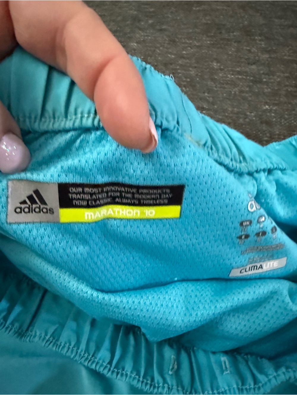 Adidas Women's Aqua Blue Athletic Shorts with Neon Yellow Trim size Medium - Picture 3 of 9